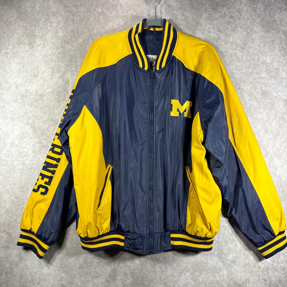 Michigan Wolverines Varsity Bomber College Outfitters Jacket Mens XL Blue Sports